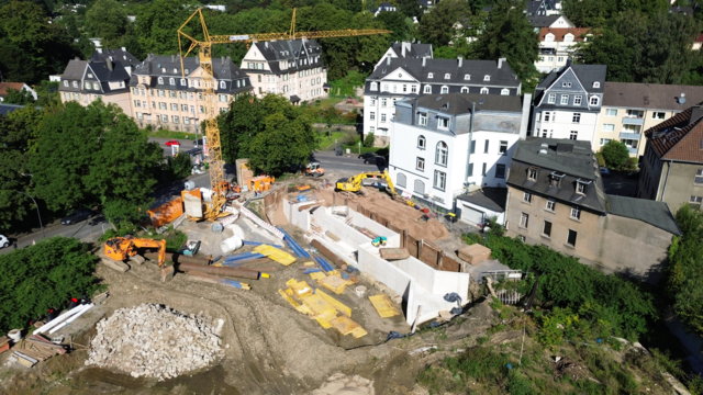 Luftbild Baustelle Becken Bornberg Luftbild Baustelle Becken Bornberg